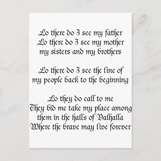 Postal Viking Prayer Lo Veo A Mi Padre (Anverso)