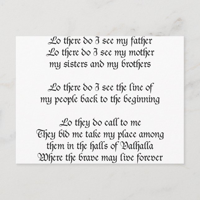 Postal Viking Prayer Lo Veo A Mi Padre (Anverso)