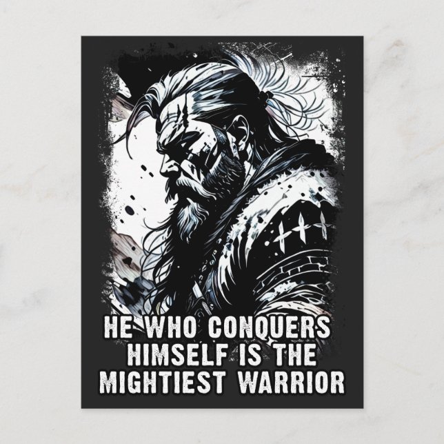 Postal Viking warrior Norse Mythology Palabras poderosas (Anverso)