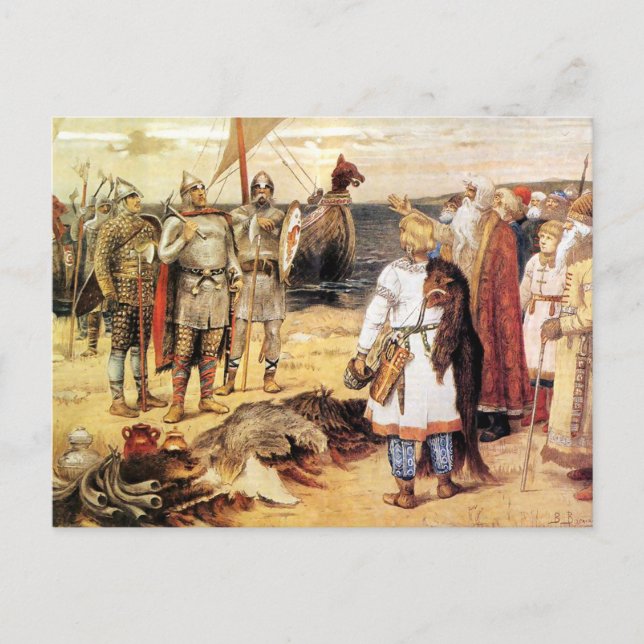 Postal Vikings en la orilla (Anverso)