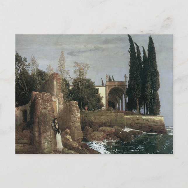 Postal Villa costera, Arnold Bocklin 1878 (Anverso)