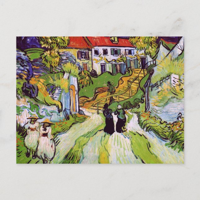 Postal Village Street Auvers Steps Figuras Van Gogh Fine (Anverso)