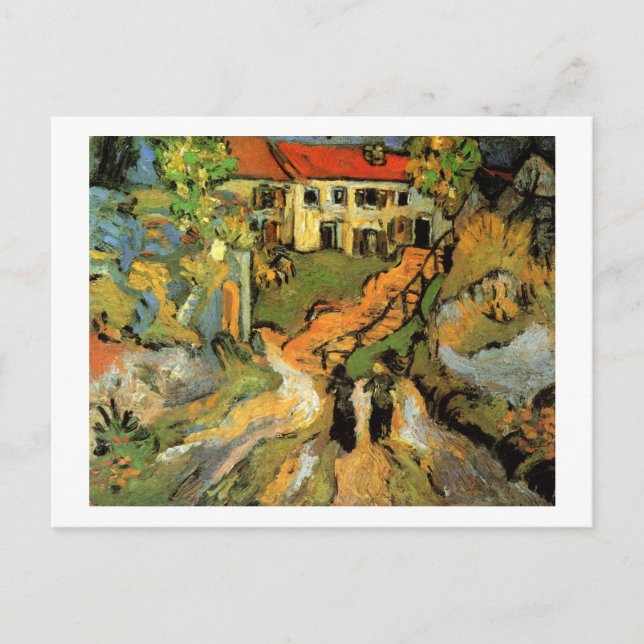 Postal Village Street Steps Dos figuras Van Gogh Bella Ar (Anverso)