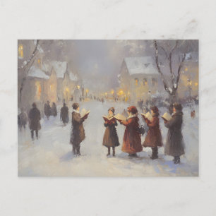 Postal Villanceros de Navidad en pintura abstracta