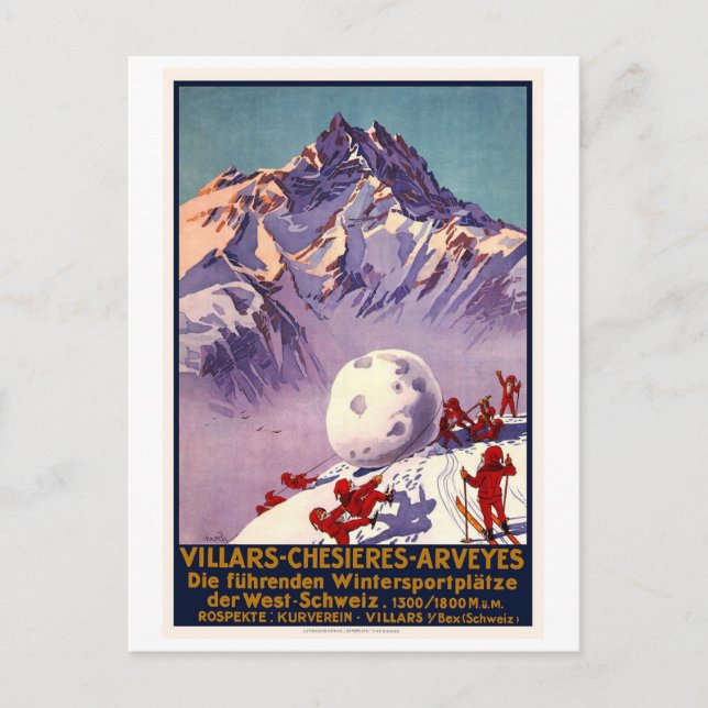 Postal Villars Chesieres Arveyes (Anverso)