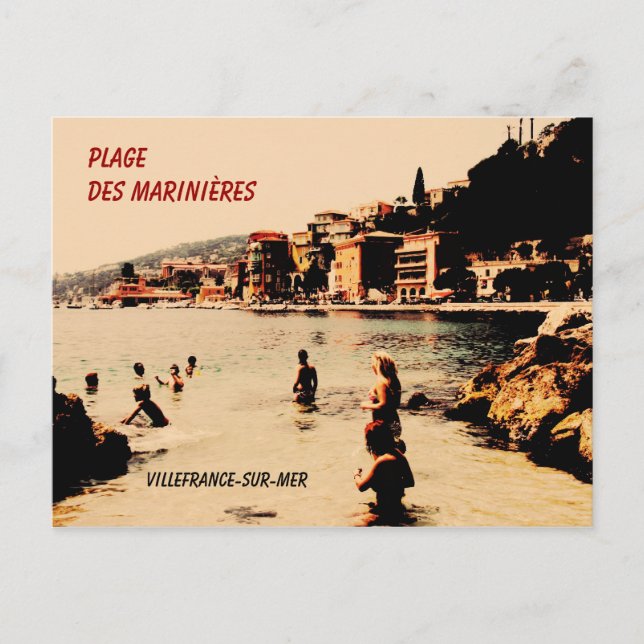 Postal Villefranche-sur-Mer, playa, (Anverso)