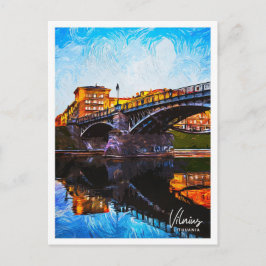 Postal Vilnius Lituania Hermoso paisaje de pintura al ace