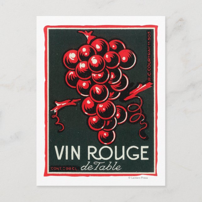 Postal Vin Rouge De Table Wine LabelEurope (Anverso)
