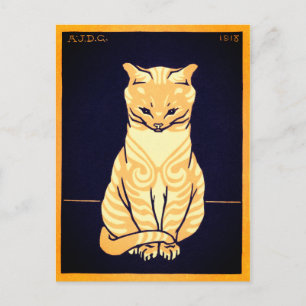 Postal Viñage Whimsical Julie De Graag Sitting Cat