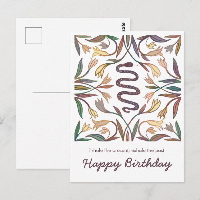 Postal Viñas de Serpiente Inspirador Mágico Feliz Cumplea (Anverso / Reverso)