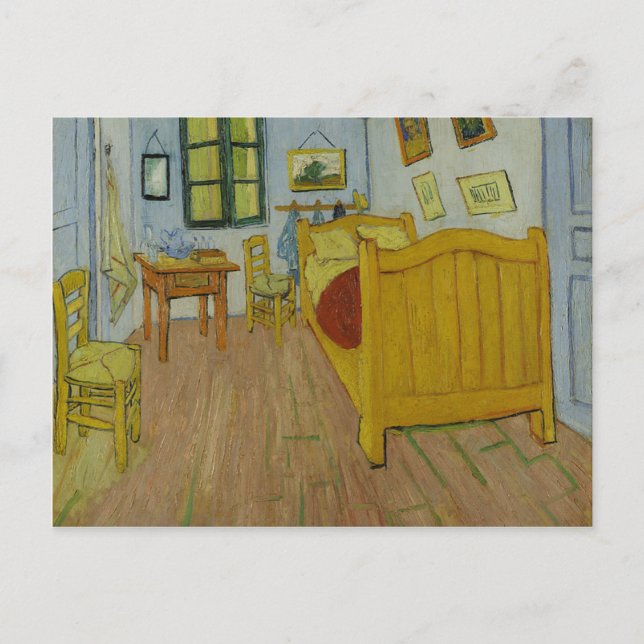Postal Vincen Van Gogh - Dormitorio en pintura de Arles (Anverso)