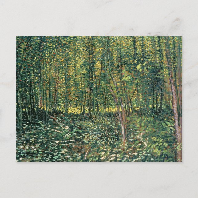 Postal Vincent van Gogh | Árboles y subcrecimiento, 1887 (Anverso)