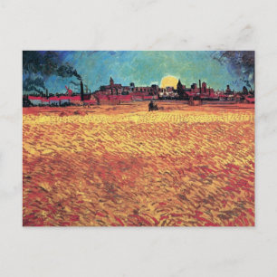 Postal Vincent Van Gogh - Atardecer en campos de trigo Ar