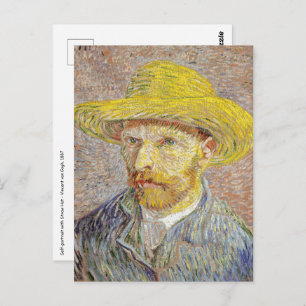 Postal Vincent van Gogh - Autorretrato con Gorra de paja