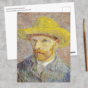Postal Vincent van Gogh - Autorretrato con sombrero de pa
