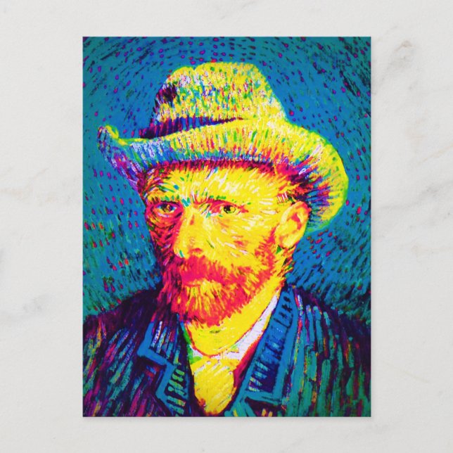 Postal Vincent Van Gogh - autorretrato de arte pop con Go (Anverso)