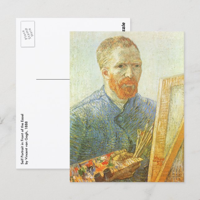 Postal Vincent van Gogh - Autorretrato frente al caballet (Anverso / Reverso)