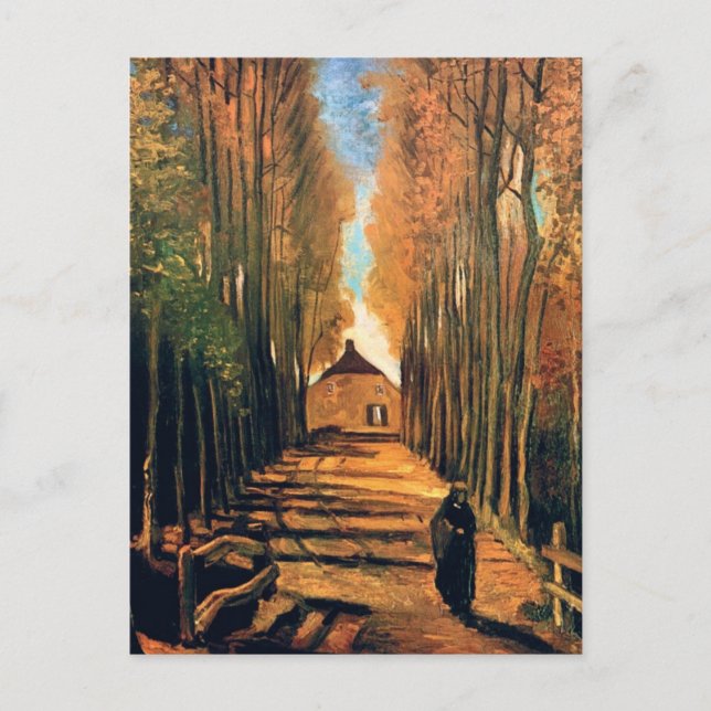 Postal Vincent Van Gogh - Avenida de álamos en otoño (Anverso)