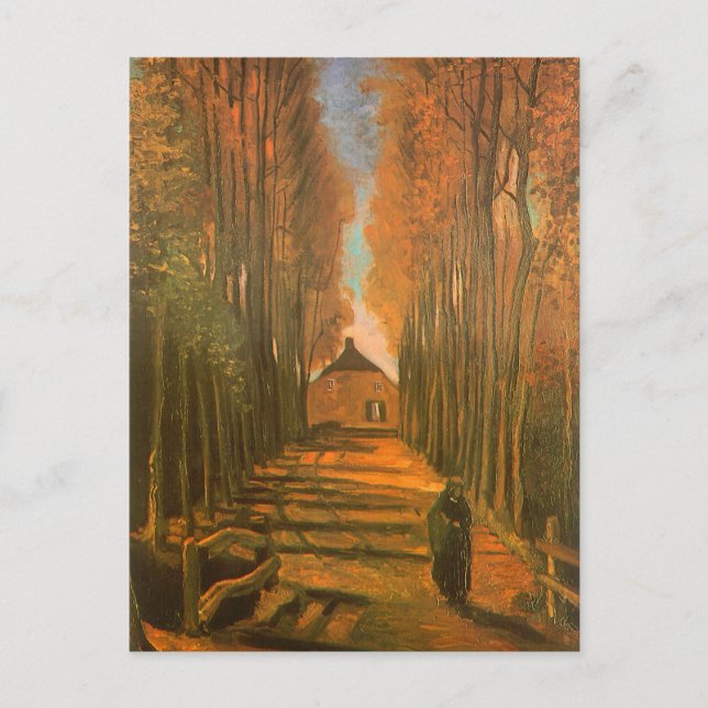 Postal Vincent van Gogh - Avenida de los Poplares en otoñ (Anverso)