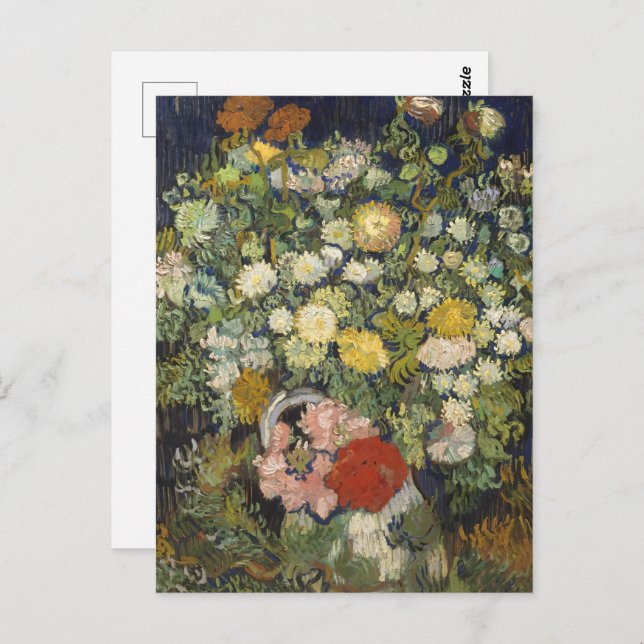 Postal Vincent van Gogh Bouquet de flores en una bolsa (Anverso / Reverso)