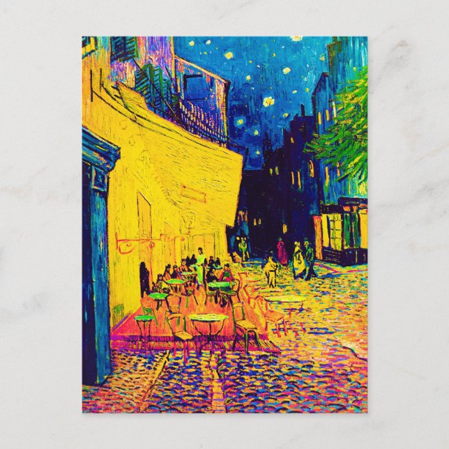 Postal Vincent Van Gogh - Cafetería Con Arte Pop De Noche (Anverso)