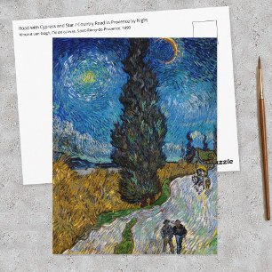 Postal Vincent van Gogh - Camino con ciprés y estrella