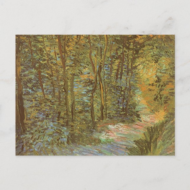 Postal Vincent van Gogh - Camino en los bosques (Anverso)
