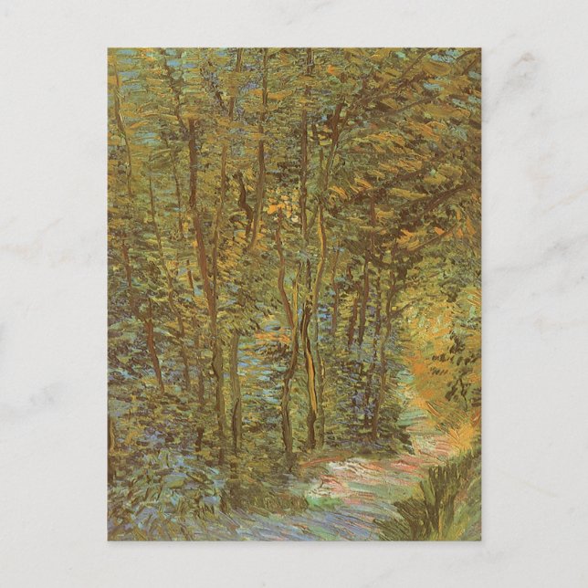 Postal Vincent van Gogh - Camino en los bosques (Anverso)