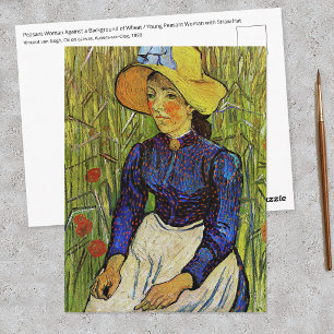 Postal Vincent van Gogh - Campesina con sombrero de paja