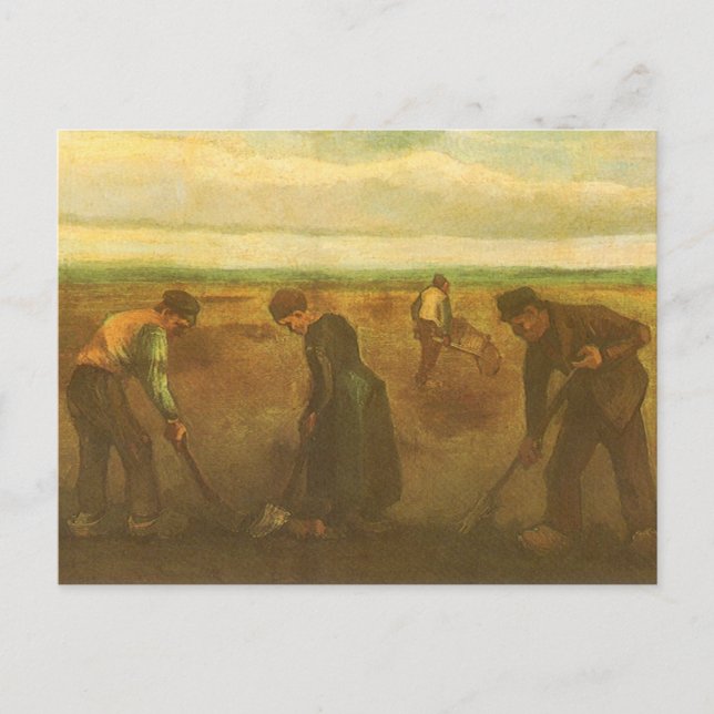 Postal Vincent van Gogh - Campesinos plantando papas (Anverso)