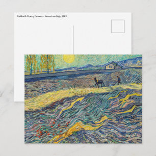 Postal Vincent van Gogh - Campo con agricultores arados