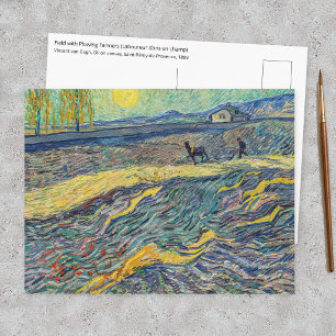 Postal Vincent van Gogh - Campo con campesinos arando