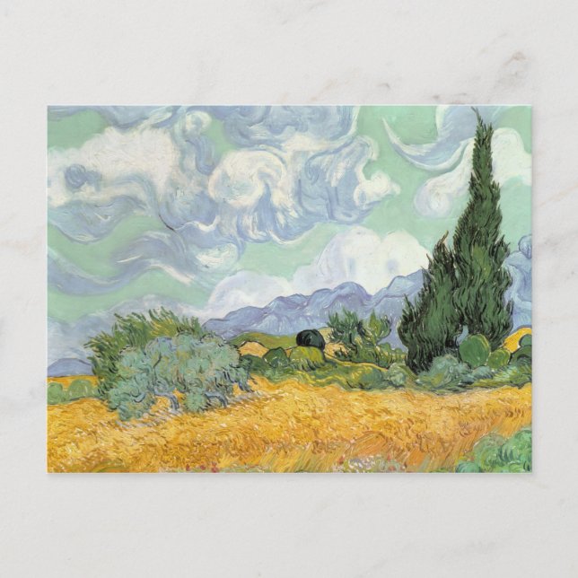 Postal Vincent van Gogh | Campo de rueda con cipreses, 18 (Anverso)