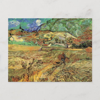 Postal Vincent van Gogh - Campo de trigo cerrado con camp