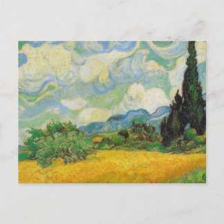 Postal Vincent Van Gogh - Campo de trigo con cipreses
