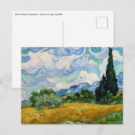 Postal Vincent Van Gogh - Campo de trigo con cipreses