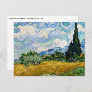 Postal Vincent Van Gogh - Campo de trigo con cipreses