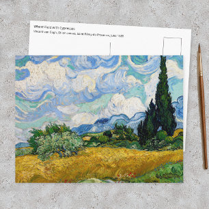 Postal Vincent Van Gogh - Campo de trigo con cipreses