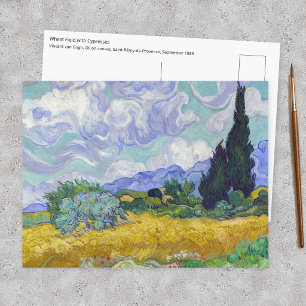 Postal Vincent Van Gogh - Campo de trigo con cipreses