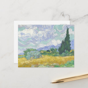 Postal Vincent Van Gogh, Campo de trigo con cipreses