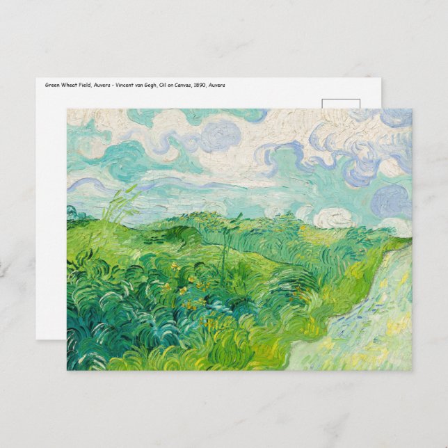 Postal Vincent van Gogh - Campo de Trigo Verde, Auvers (Anverso / Reverso)