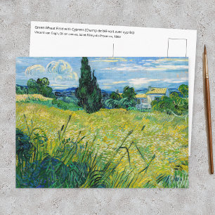 Postal Vincent van Gogh - Campo de trigo verde con ciprés