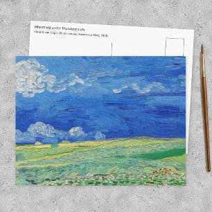 Postal Vincent van Gogh - Campos de trigo bajo nubes de t