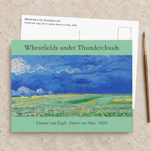 Postal Vincent van Gogh - Campos de trigo bajo nubes de t