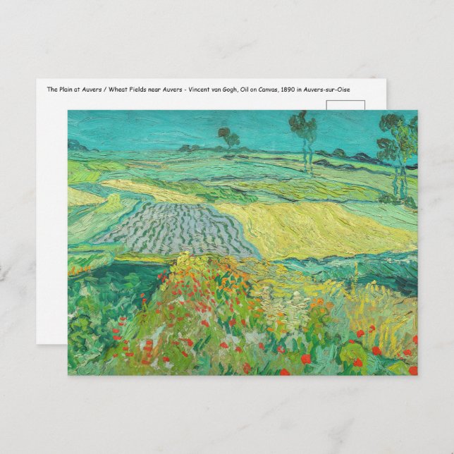 Postal Vincent van Gogh - Campos de Trigo cerca de Auvers (Anverso / Reverso)