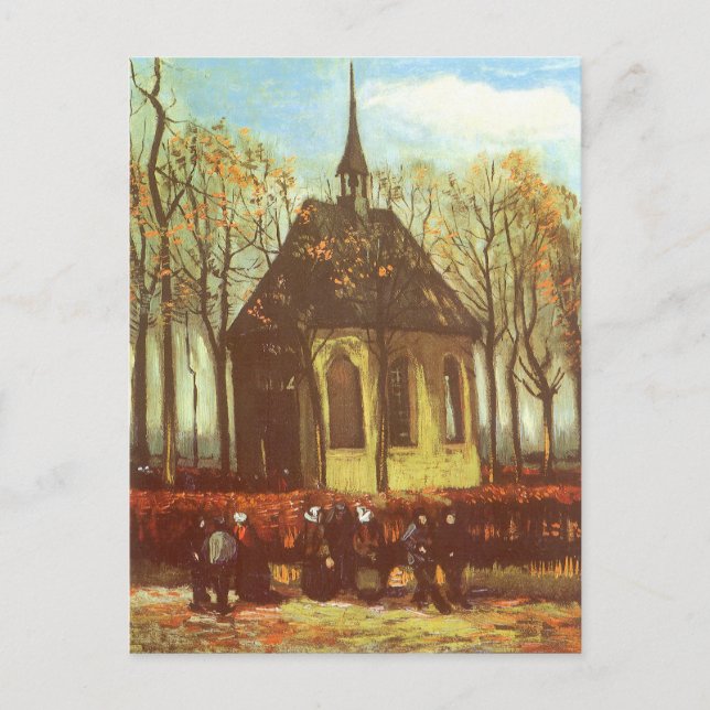 Postal Vincent van Gogh - Capilla de Nuenen, asistentes a (Anverso)