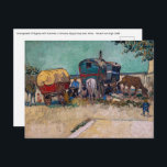 Postal Vincent Van Gogh - Caravanas, campamento gitano ce<br><div class="desc">Campamento de gitanos con caravanas / Caravanas,  campamento gitano cerca de Arlés / Les Roulottes,  campement de Bohemiens aux environs d'Arles por Vincent Van Gogh en 1888</div>