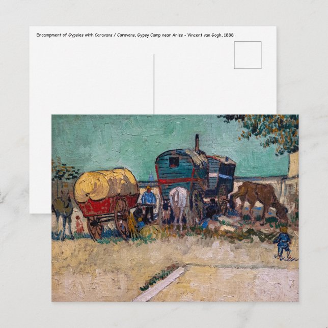 Postal Vincent Van Gogh - Caravanas, campamento gitano ce (Anverso / Reverso)