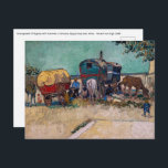 Postal Vincent Van Gogh - Caravanas, campo gitano cerca d<br><div class="desc">Campamento de gitanos con caravanas/caravanas,  Campamento gitano cerca de Arles/Les Roulottes,  camping de Bohemiens aux environs d'Arles por Vincent Van Gogh en 1888</div>