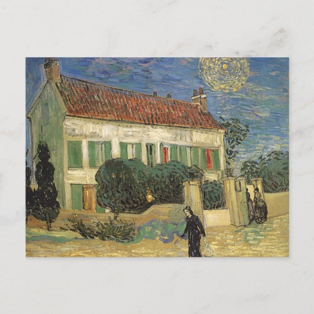 Postal Vincent van Gogh - Casa Blanca de noche (Anverso)